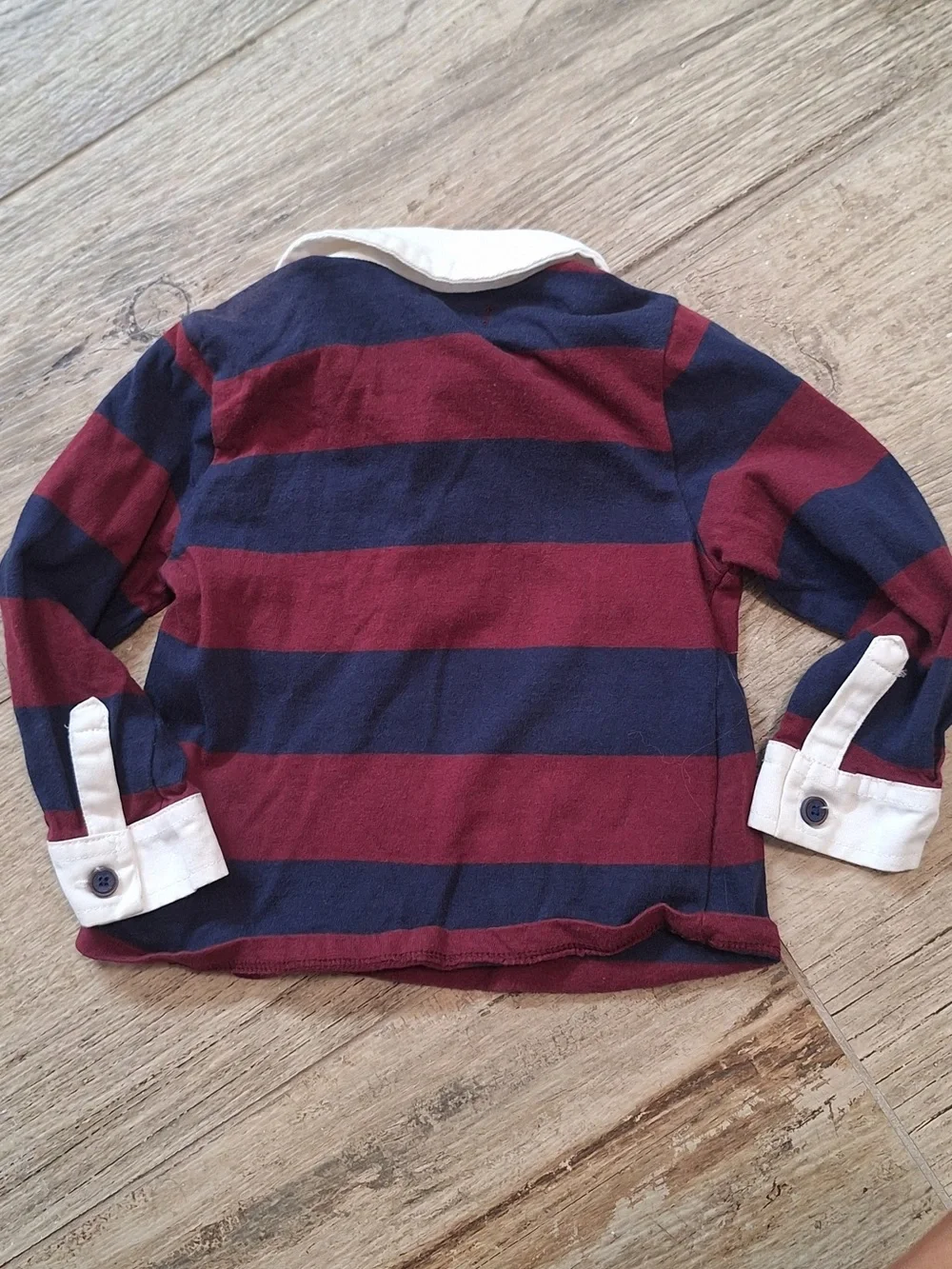 Mud Pie Baby Boy Striped Rugby Polo Long Sleeve Fits 9 Month